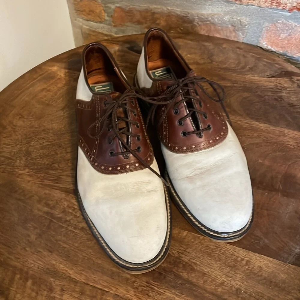 Johnston & Murphy Off-White Leather Derby Shoes Johnston & Murphy M White Dress Shoes for Men for sale | eBay main image 2